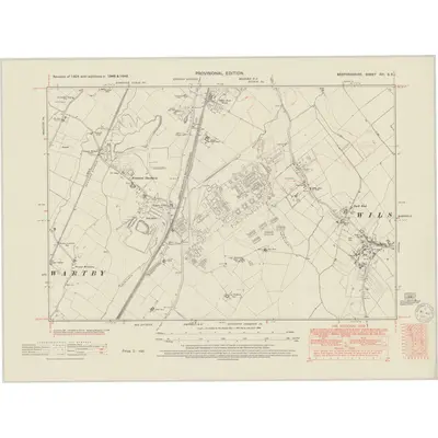1946 Map of Bedfordshire XVI.SE, 1950 Print