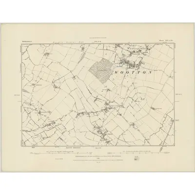 1881 Map of Bedfordshire XVI.SW, 1884 Print