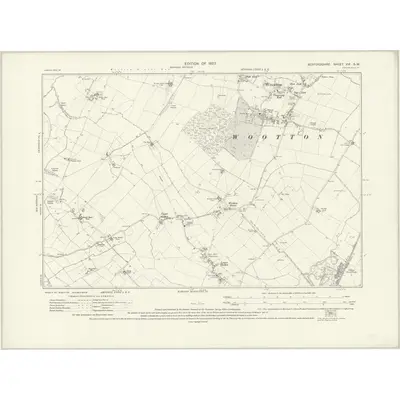 1924 Map of Bedfordshire XVI.SW, 1927 Print