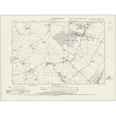 1938 Map of Bedfordshire XVI.SW, 1944 Print