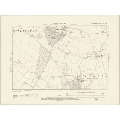 1900 Map of Bedfordshire XVII.NE, 1902 Print