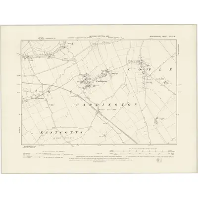 1900 Map of Bedfordshire XVII.NW, 1901 Print