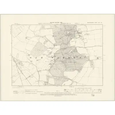 1900 Map of Bedfordshire XVII.SE, 1902 Print
