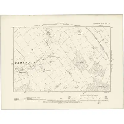1900 Map of Bedfordshire XVII.SW, 1901 Print