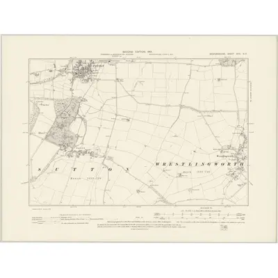 1900 Map of Bedfordshire XVIII.NE, 1901 Print