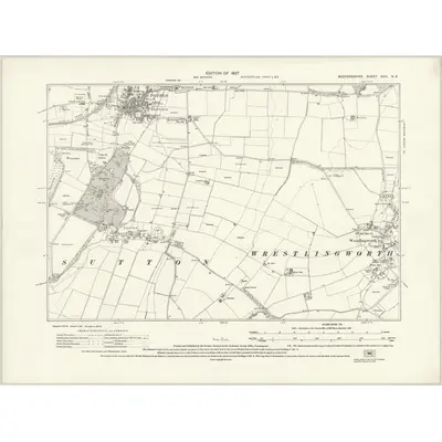 1924 Map of Bedfordshire XVIII.NE, 1927 Print