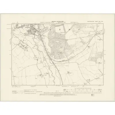 1900 Map of Bedfordshire XVIII.NW, 1902 Print