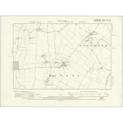 1924 Map of Bedfordshire XVIII.SE, 1927 Print