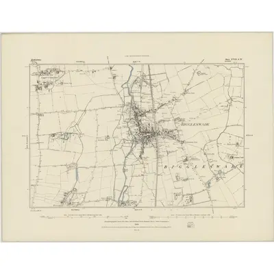 1881 Map of Bedfordshire XVIII.SW, 1884 Print