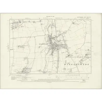 1924 Map of Bedfordshire XVIII.SW, 1927 Print