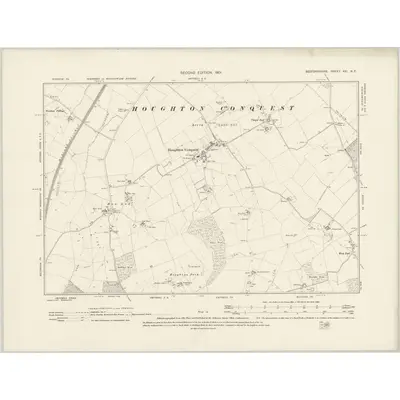 1900 Map of Bedfordshire XXI.NE, 1901 Print