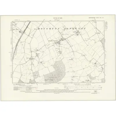 1924 Map of Bedfordshire XXI.NE, 1927 Print