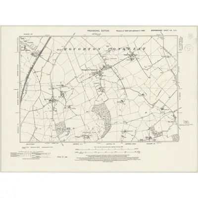 1938 Map of Bedfordshire XXI.NE, 1944 Print