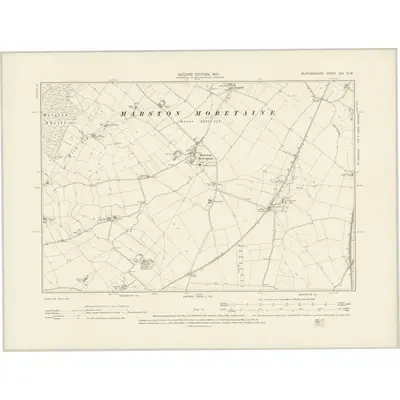 1900 Map of Bedfordshire XXI.NW, 1901 Print