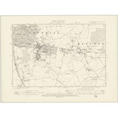1900 Map of Bedfordshire XXI.SE, 1902 Print