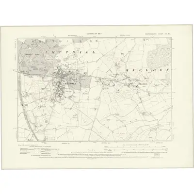 1924 Map of Bedfordshire XXI.SE, 1927 Print