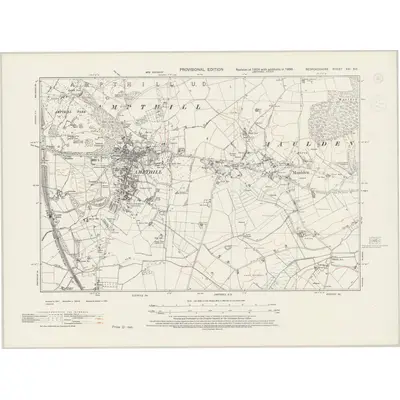 1938 Map of Bedfordshire XXI.SE, 1944 Print