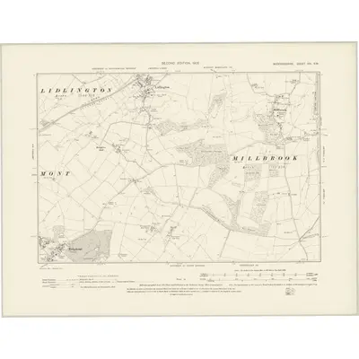 1900 Map of Bedfordshire XXI.SW, 1902 Print