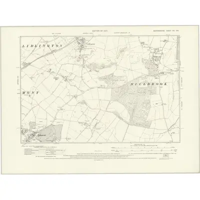 1924 Map of Bedfordshire XXI.SW, 1927 Print