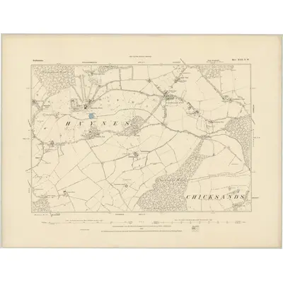 1882 Map of Bedfordshire XXII.NW, 1883 Print