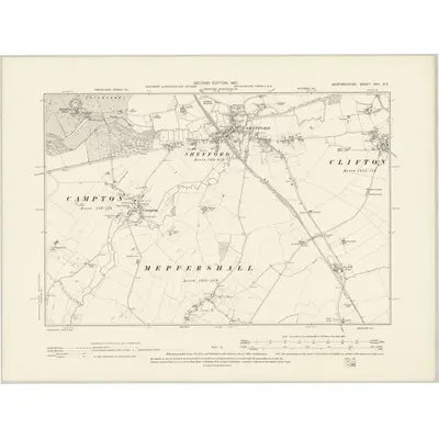 1900 Map of Bedfordshire XXII.SE, 1901 Print