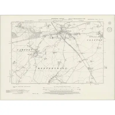 1938 Map of Bedfordshire XXII.SE, 1944 Print