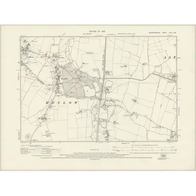 1921 Map of Bedfordshire XXIII.SW, 1925 Print