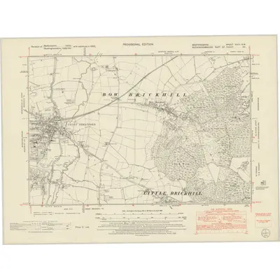 1950 Map of Bedfordshire XXIV.NW, 1952 Print