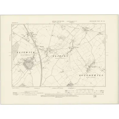 1900 Map of Bedfordshire XXV.NE, 1901 Print