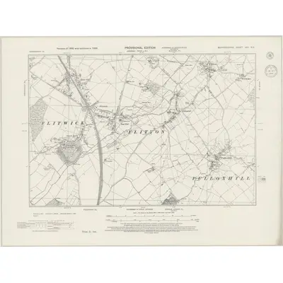 1938 Map of Bedfordshire XXV.NE, 1944 Print