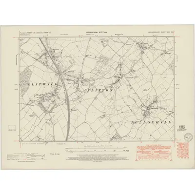 1947 Map of Bedfordshire XXV.NE, 1950 Print