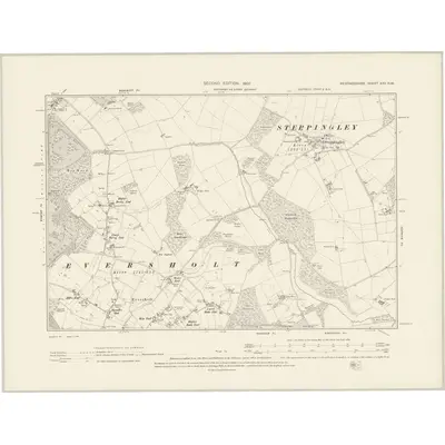 1900 Map of Bedfordshire XXV.NW, 1902 Print