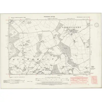 1938 Map of Bedfordshire XXV.NW, 1946 Print