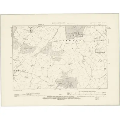 1900 Map of Bedfordshire XXV.SW, 1902 Print
