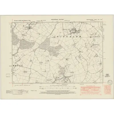 1947 Map of Bedfordshire XXV.SW, 1950 Print