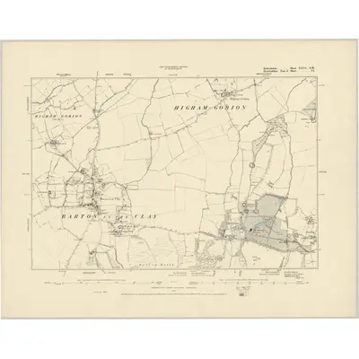 1880 Map of Bedfordshire XXVI.SW, 1887 Print