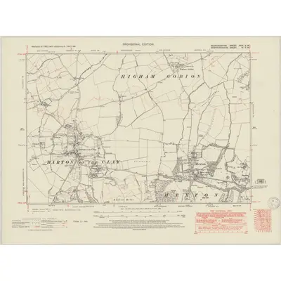 1947 Map of Bedfordshire XXVI.SW, 1950 Print