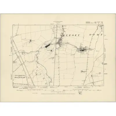 1880 Map of Bedfordshire XXVII.NW, 1887 Print