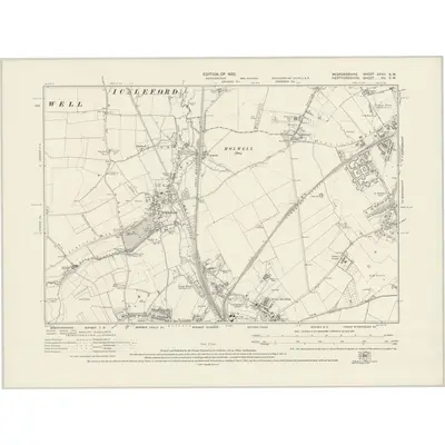 1921 Map of Bedfordshire XXVII.SW, 1925 Print