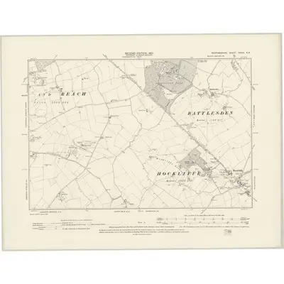 1900 Map of Bedfordshire XXVIII.NE, 1901 Print