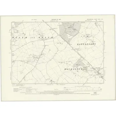 1924 Map of Bedfordshire XXVIII.NE, 1927 Print