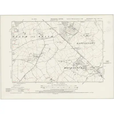 1938 Map of Bedfordshire XXVIII.NE, 1944 Print