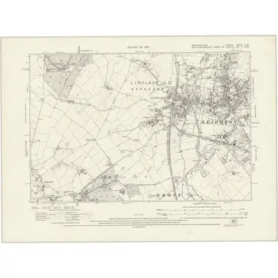 1924 Map of Bedfordshire XXVIII.SW, 1927 Print