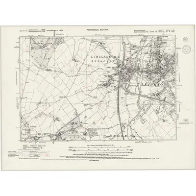 1938 Map of Bedfordshire XXVIII.SW, 1944 Print
