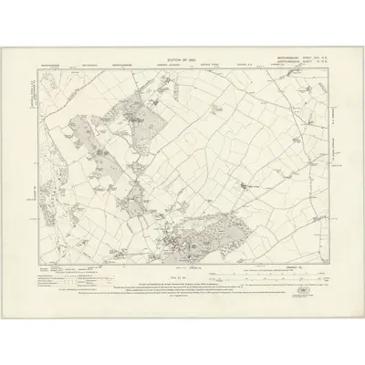 1922 Map of Bedfordshire XXX.NE, 1925 Print