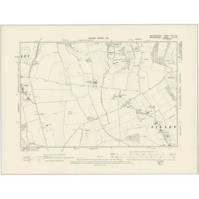 1899 Map of Bedfordshire XXX.NW, 1901 Print
