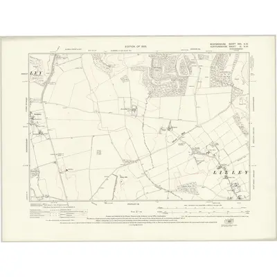 1922 Map of Bedfordshire XXX.NW, 1925 Print