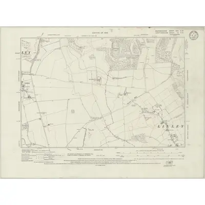 1922 Map of Bedfordshire XXX.NW, 1933 Print
