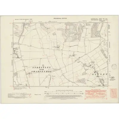 1946 Map of Bedfordshire XXX.NW, 1951 Print