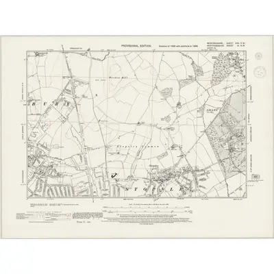 1938 Map of Bedfordshire XXX.SW, 1944 Print